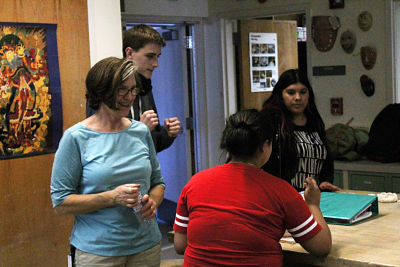 Katie Schiltz instructs her ceramics class.
