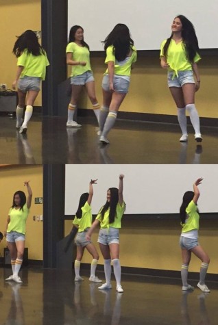  KALI, made of juniors Jeanette Bui, Katrina Chang, Cameron Lee and Hana Vu smile as they dance to Korean pop music. 
