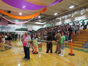 Principal Greg Giglio gets ready to address the student body with a dance-off