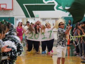 The senior class of 2017 enters the gym in the traditional senior walk-in