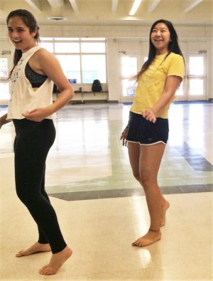 From left: Seniors Karsyn Lee and Emi Kong at Indo-Pak dance tryouts.