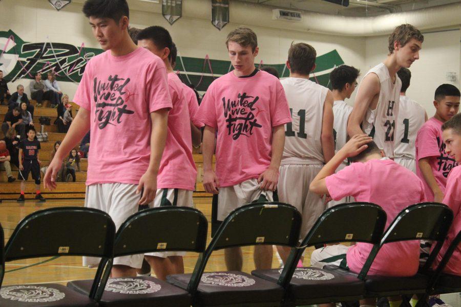  All four basketball teams wore pink shirts saying “United We Fight”
