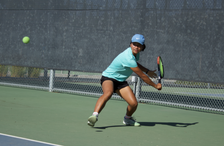 Sophomore Thien Ni Vu works hard at practice, preparing for this seasons upcoming schedule of games.