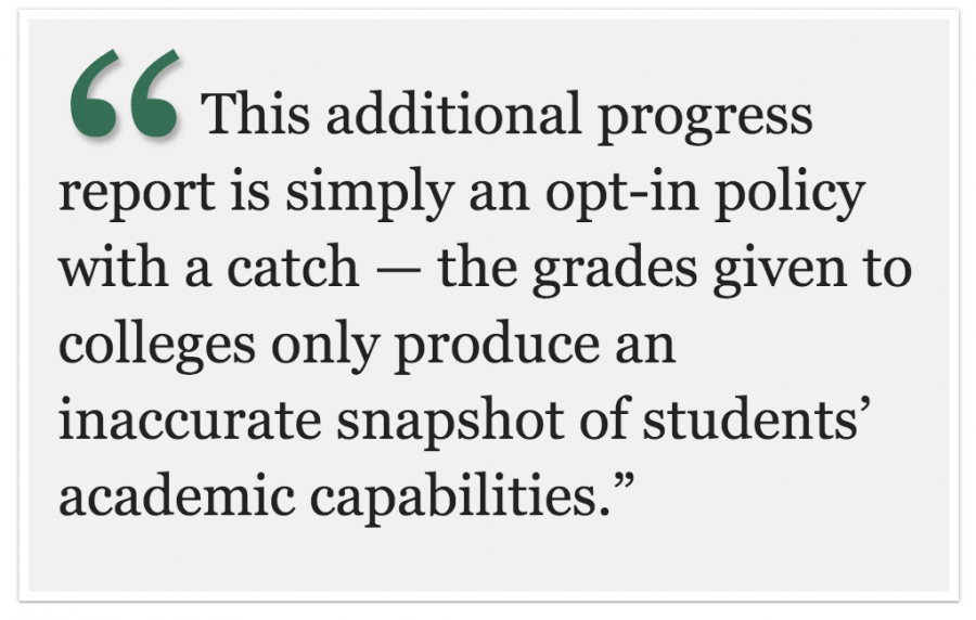 An unnecessary option: FUHSDs opt-in progress reports fail to recognize differences in student learning