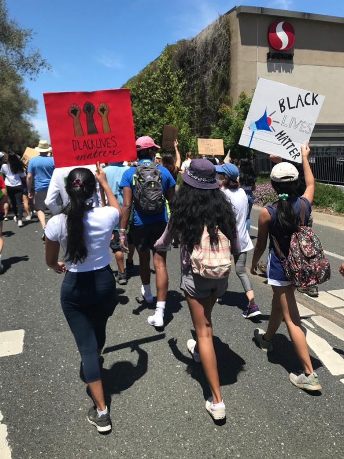  On June 5, crowds gathered in Los Altos to protest the killing of George Floyd. HHS students, including Indhu Chandra, were in attendance.