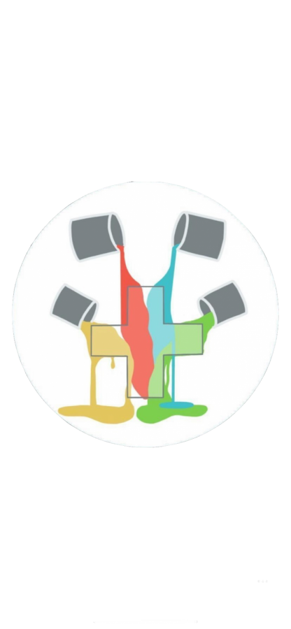 The cross in the Color for Coats organization’s logo represents medicine. The buckets pouring out paint represent the paintings the founders painted for a local hospital, which marks the starting point of the foundation of the organization. 