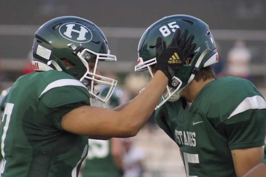 Nathan Fletcher Ferreira and Ryan Markley hype each other up before the game.