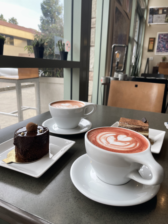 The bitterness of the coffee pairs perfectly with the sweetness of the cakes.