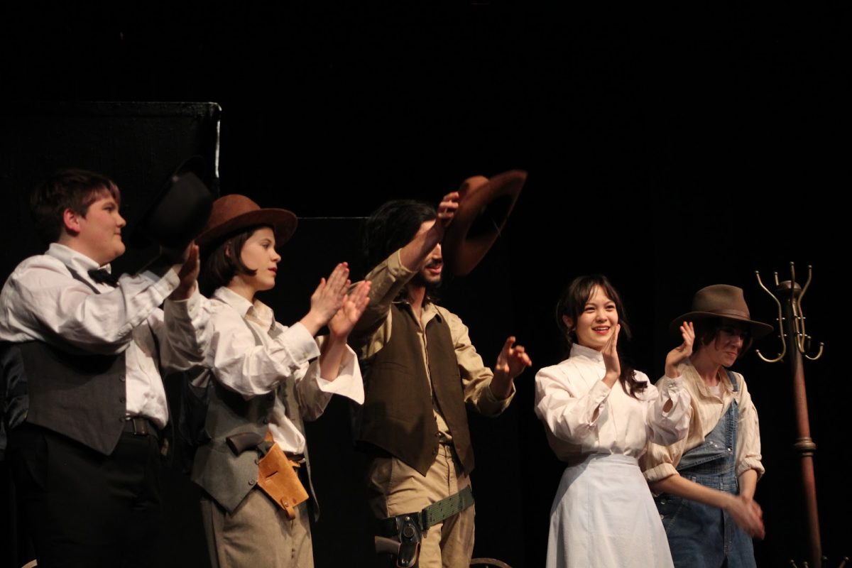 The cast of “The Duel” takes a final bow. “The shows so far have been very creative and funny’” Stacy Caires, audience member and mother of Alana Caires, the HHS theater teacher said. “The acting has been really good, so Im enjoying it.”