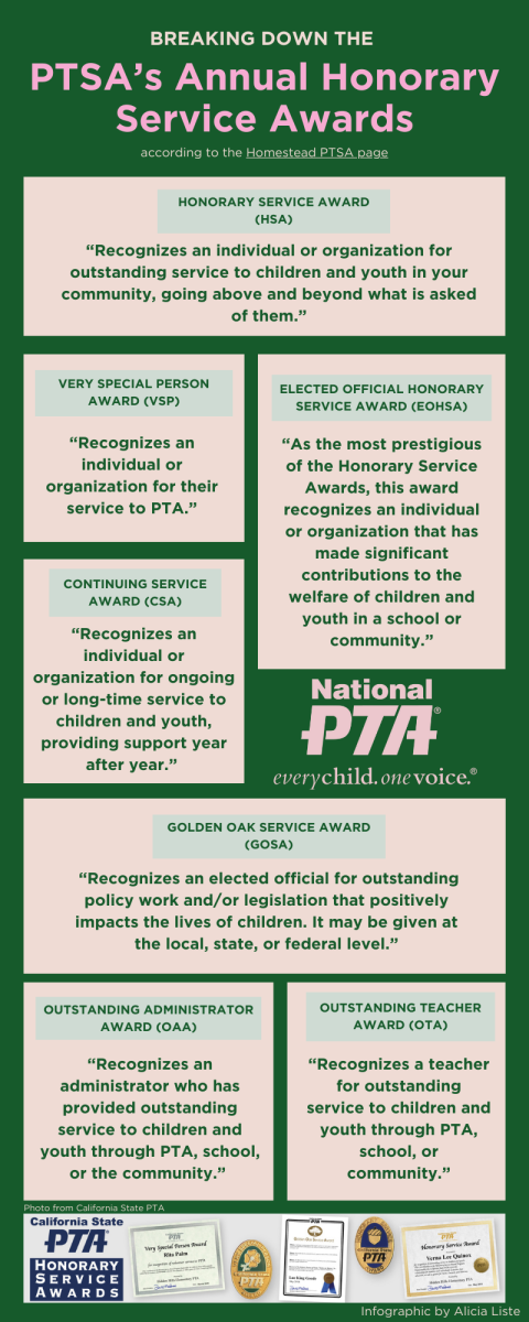 Various service awards, all described above, are available to nominees, PTSA vice president of student programs Manuela Silveira said.