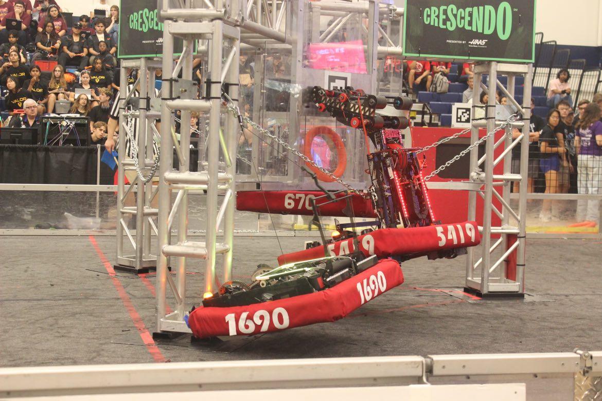 The team developed a new climbing mechanism for their robot which debuted at Chezy Championships, Freitag said. (Photo courtesy of Julia Geofferey)